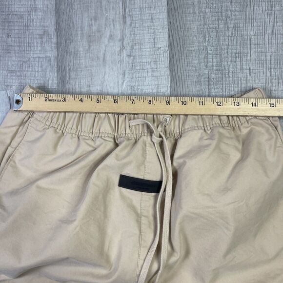 Fear Of God Essentials Relaxed Cotton Trousers Oak Medium Drawstring Wide Leg P - Picture 8 of 11